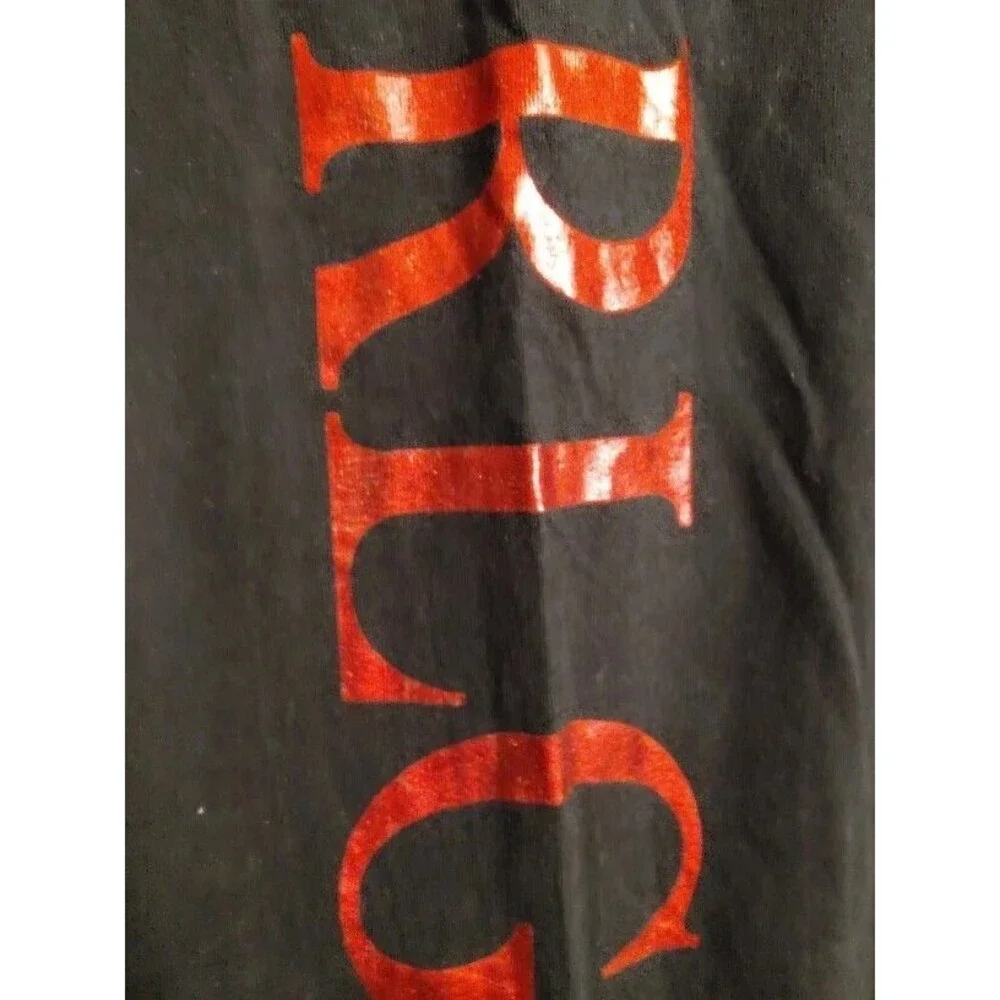 Men's True Religion BACK Red Metallic Logo Print Black T-Shirt Size S